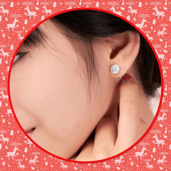 ❄️New-HP❄️Rhinestone CZ Flower Bud Ball Earrings❄️ - Picture 2 of 5